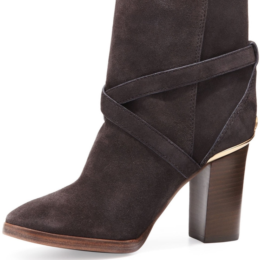 Tory Burch Charcoal Chalk Gray Livingston Suede high quality Ankle Booties π₯π₯ - Picture 3 of 10